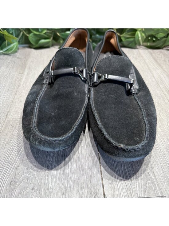 Hugo Boss Mens Leather Signature Loafer Size 9 Black Suede Slip On Horse Bit main image 6
